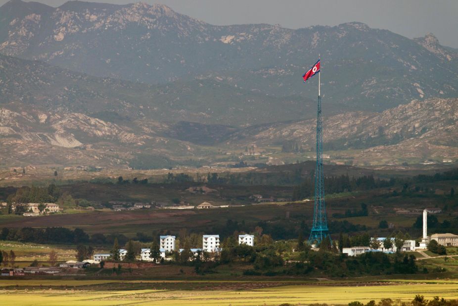 A 525-foot flagpole towers over the North Korean village of Kijong, near the Demilitarized Zone (DMZ) dividing the two Koreas. The village itself is designed to convey an idyllic image of North Korea, and some of the buildings are thought to be just facades. In the 1980s, South Korea erected a 323-foot flagpole, to which the North responded with one of their own, the tallest in the world at the time.