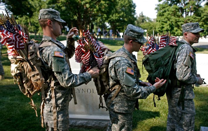 Is the US flag on military uniforms reversed when it is placed on the right shoulders of soldiers? "It isn't. You're just seeing the other side of it. If you imagine someone carrying a flag on a pole, and marching forward, that's the way the flag flies. The front edge of the flag goes at the front. If you did it the other way, it would look like the troops were marching backwards. On the American flag this looks obvious, but the British do it too and it's just more subtle due to the design of the flag," said Bartram.