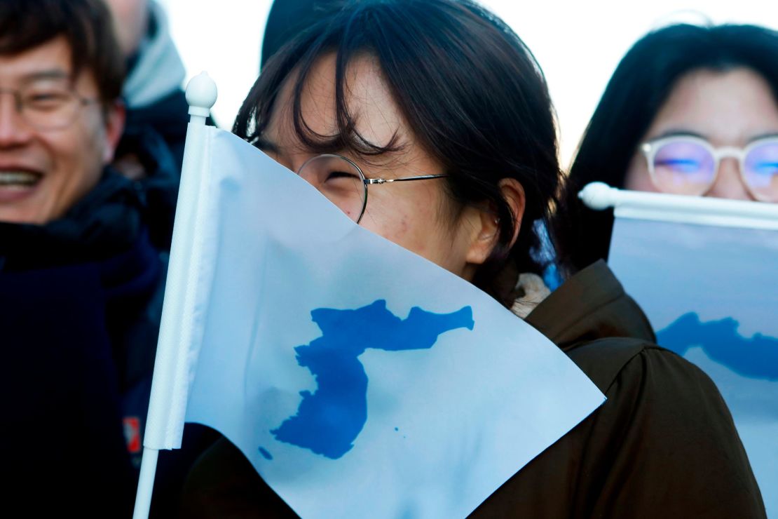 The Korea unification flag showing a set of disputed islands.