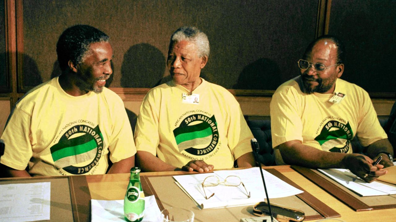 President Mandela is flanked by Zuma and Deputy President Thabo Mbeki, left, at the ANC's National Congress in 1997. At this conference, Mandela announced that he would be stepping down as president of the ANC and leaving it to Mbeki. Zuma would become the party's deputy president. After Mbeki was elected to be the country's President in 1999, Zuma was appointed as his deputy.