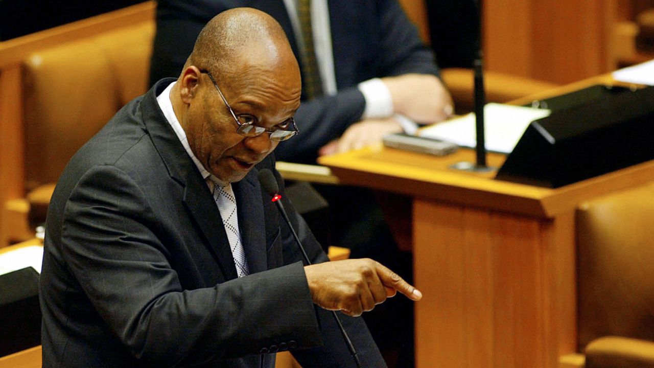 In 2005, a South African court found businessman Schabir Shaik guilty of bribing Zuma between 1995 and 2002. Zuma, seen here replying to a question in Parliament, was fired by President Mbaki over his alleged involvement in the bribery scandal.