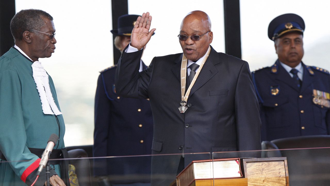 Zuma takes an oath during his inauguration in May 2009.