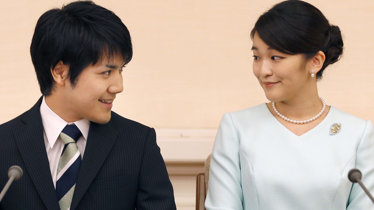 Princess Mako and Kei Komuro during a press conference to announce their engagement in September.