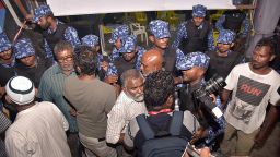 Maldives police forcibly enter the main opposition Maldivian Democratic Party (MDP) camp to break up celebrations of opposition supporters gathered to celebrate the Supreme Court's decision to order the release of all jailed political leaders near the capital Male on February 2, 2018.
Tensions ran high in the Maldives on February 2 after a shock Supreme Court decision to clear the exiled former president and eight other convicted political dissidents triggered overnight clashes between police and opposition activists.
 / AFP PHOTO / -        (Photo credit should read -/AFP/Getty Images)