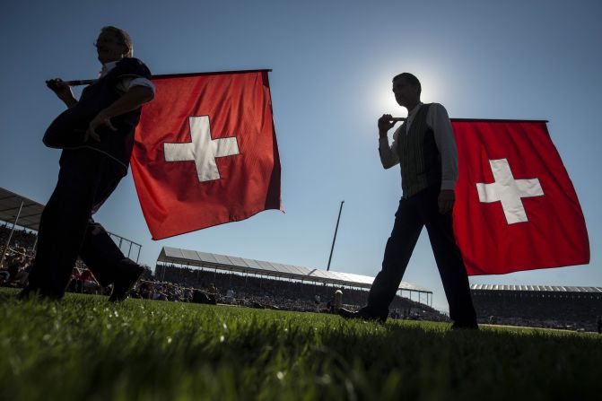 Only two national flags are perfect squares: Switzerland, shown here, and Vatican City. <br /><br />"But you rarely see that shape (of the Swiss flag). You've got the official shape and then what people actually make it, and you quite often see a Swiss flag made to be rectangular," said Bartram.