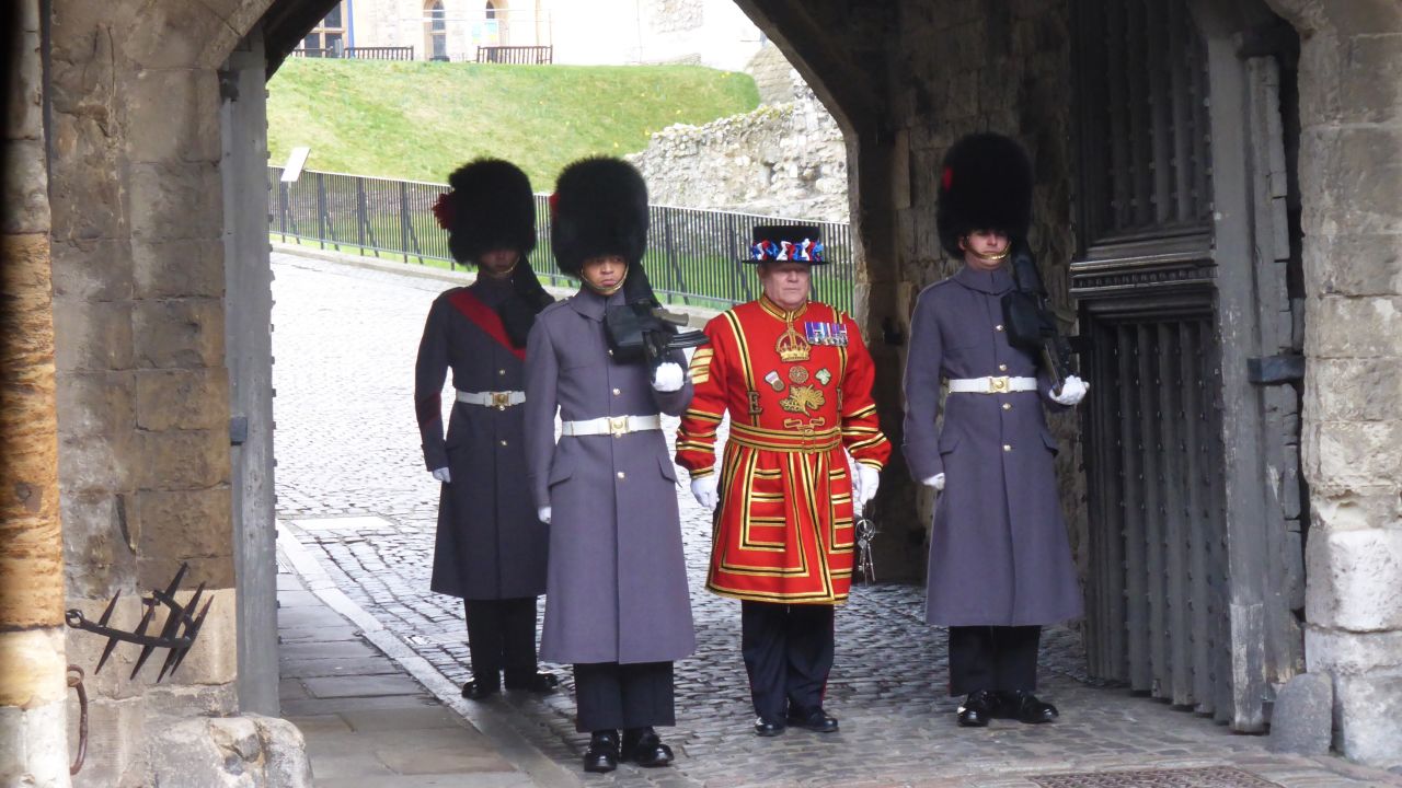 The Yeoman Warders AKA the Beefeaters -- live and work inside the Tower.