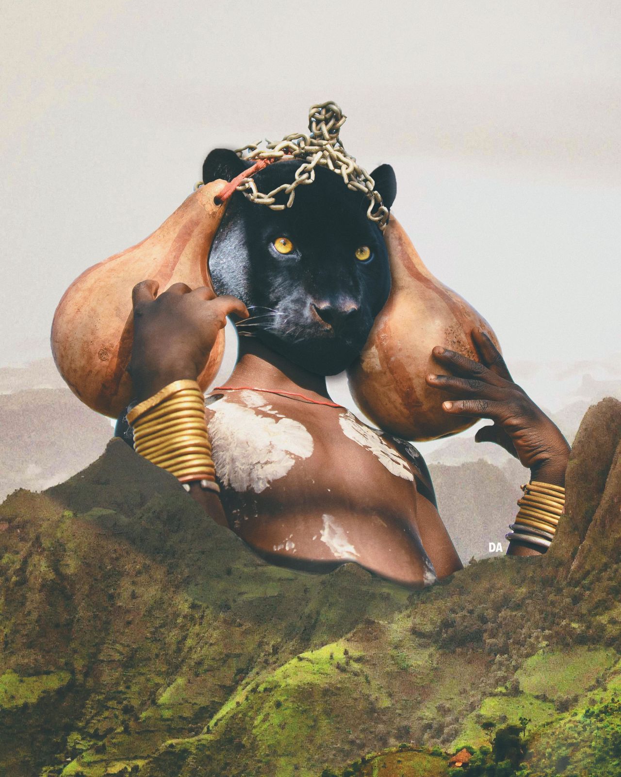 "I seek to draw my audience from reality into a strange world that fuses space, big cats, serene landscapes and the African diaspora," David Alabo told CNN.