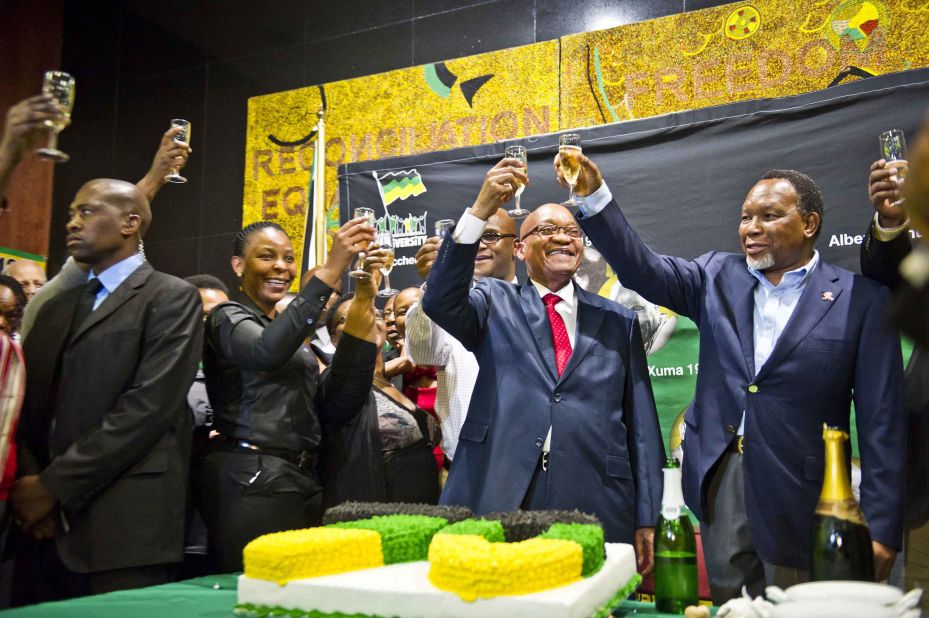 Zuma toasts his 70th birthday in April 2012.