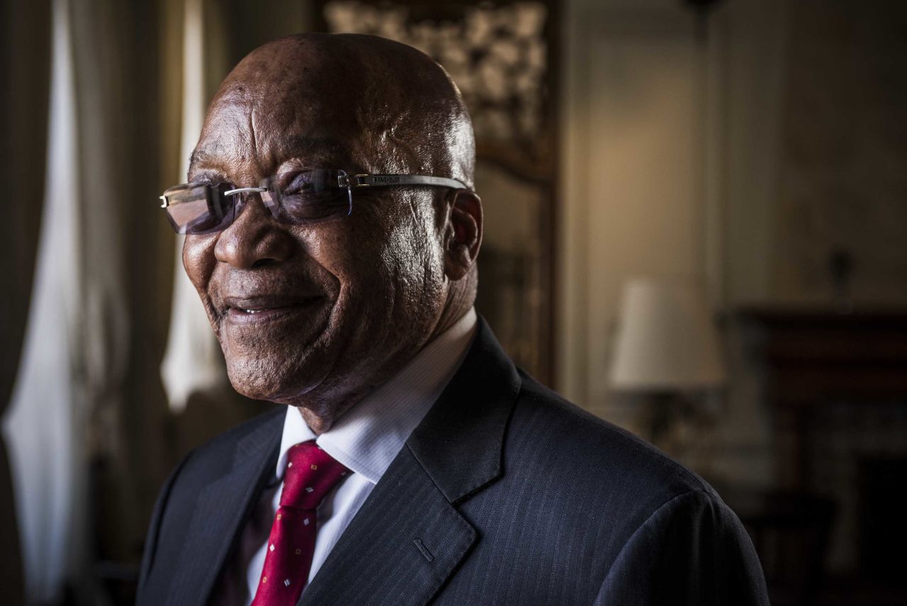 Zuma poses for a photo following a television interview in October 2015.