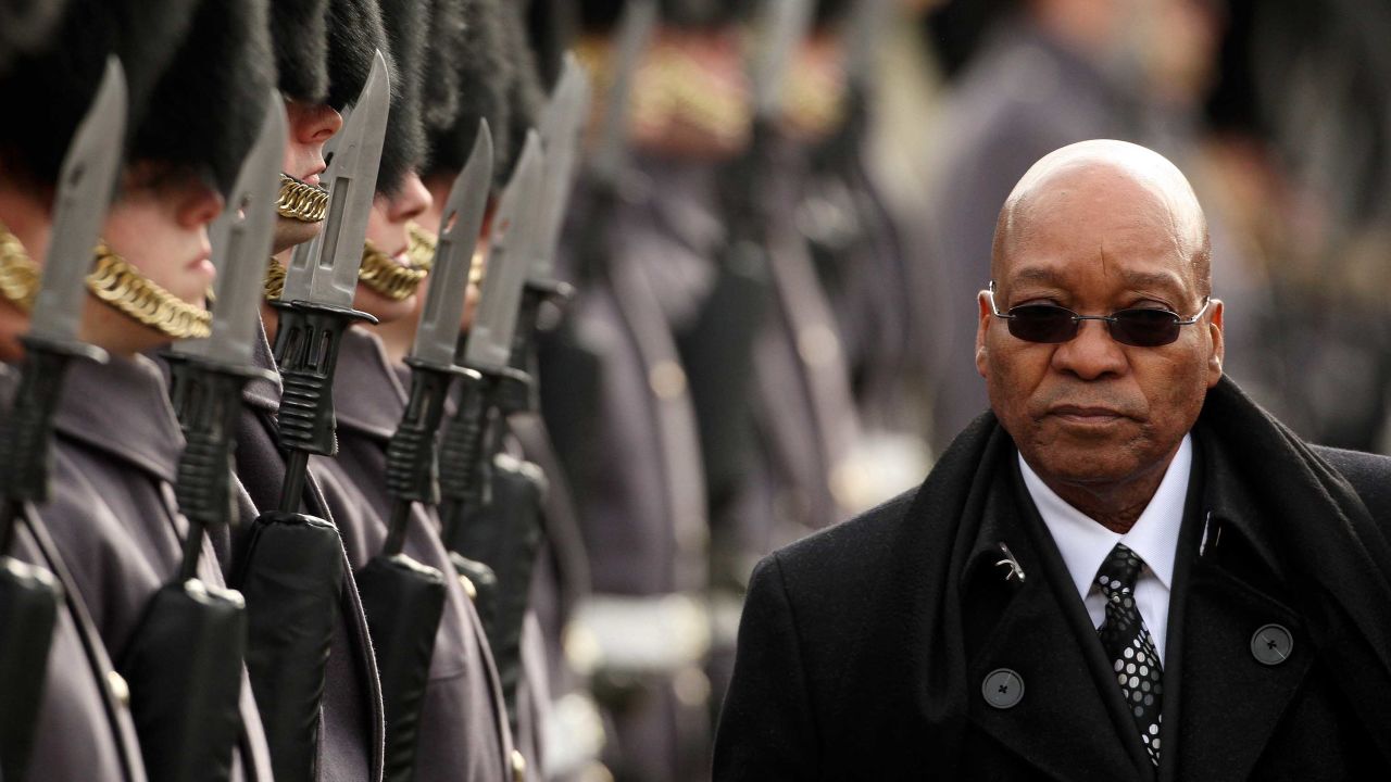 President Jacob Zuma at a ceremonial welcome in London on March 3, 2010.
