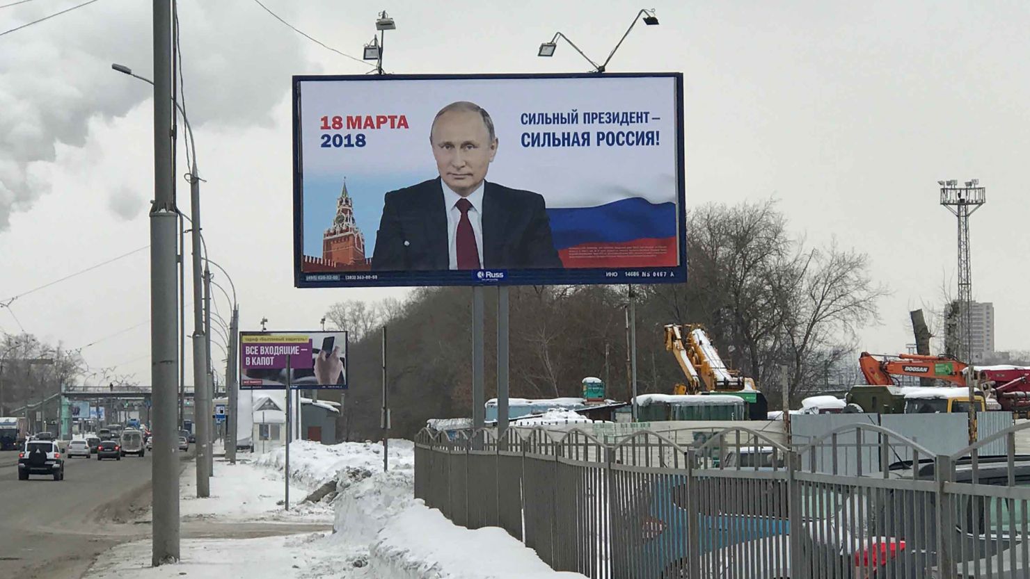 An election billboard in Novosibirsk, Siberia's largest city. 