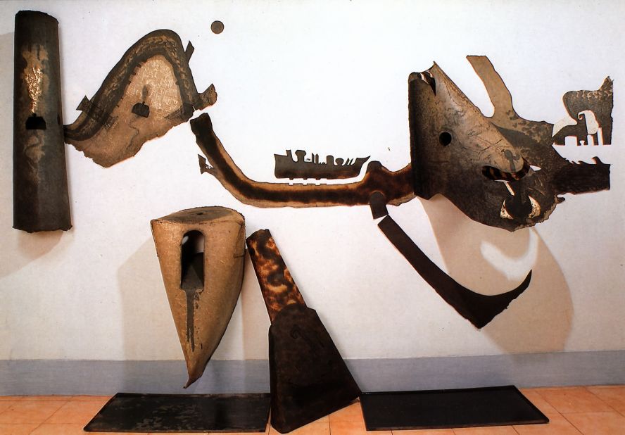 "A River Carries Its Past" (1992). The use of engine oil in this body of work alludes to the Gulf War.