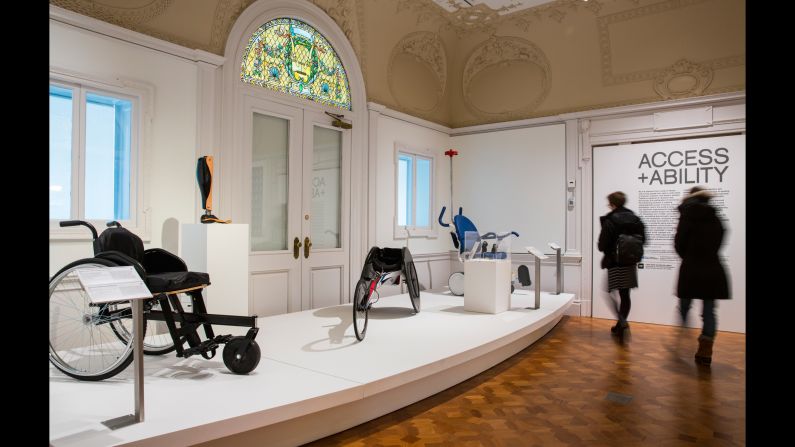Visitors view the "Access+Ability" exhibition at New York's Cooper Hewitt, Smithsonian Museum running until September 3, 2018.