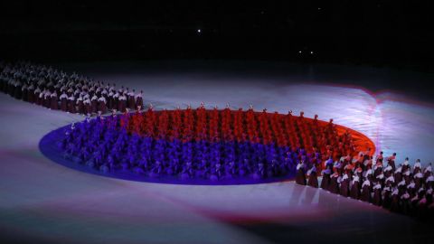 The South Korean flag "Taegeukgi" is seen during the Opening Ceremony of the PyeongChang.