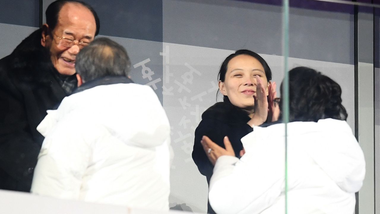 Kim Yo-Jong applauds during the Opening Ceremony of the PyeongChang 2018 Winter Olympic Games.