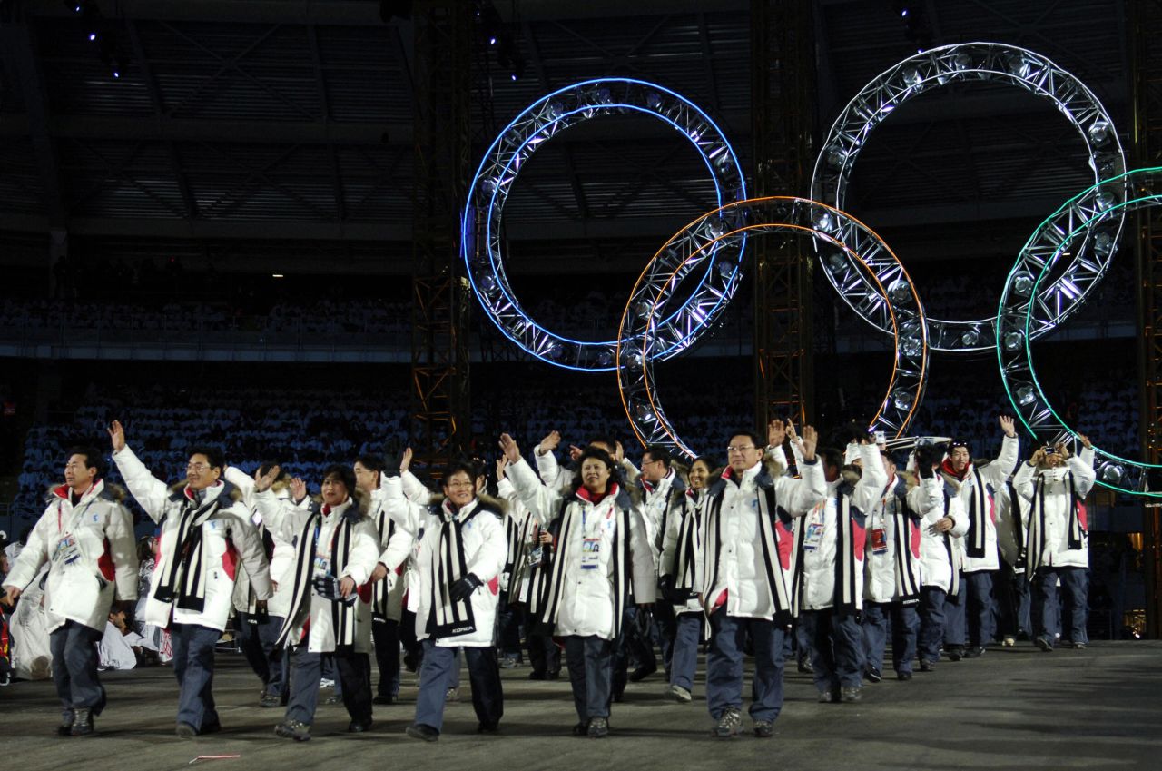 In 2006, athletes from South and North Korea marched together in a show of unity at the opening ceremony of the 20th Winter Olympics in Turin, Italy. 
