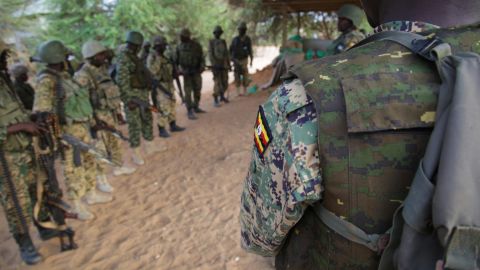 Ugandan soldiers prepare for a day of patrol. 22,000 AU troops have been fighting al-Shabaab for years, but are now set to withdraw by 2020.