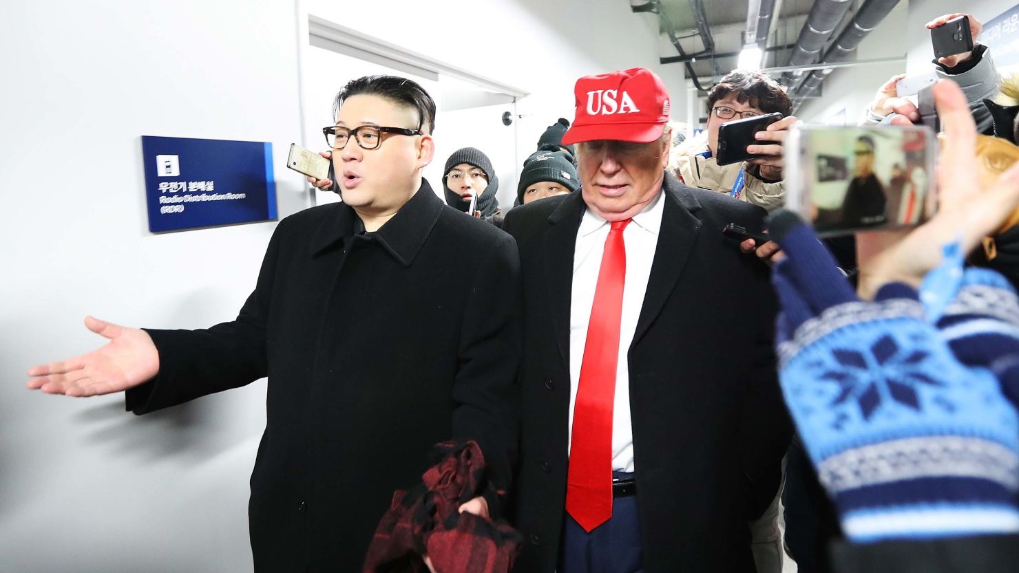 impersonators of Donald Trump and Kim Jong Un at the Opening Ceremony of the PyeongChang 2018 Winter Olympic Games 