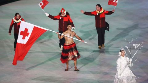 Despite the cold, Taufatofua went shirtless at the PyeongChang 2018 Winter Olympic Games opening ceremony.