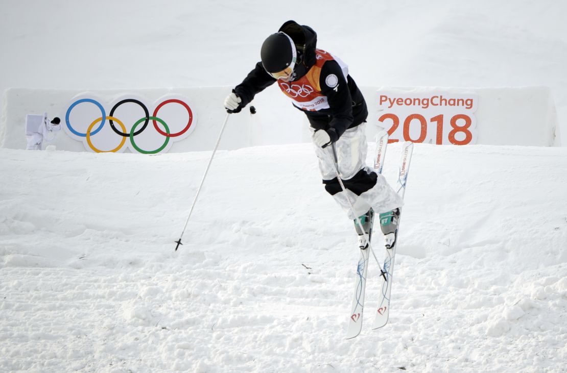 Marika Pertakhiya, an Olympic Athlete from Russia, jumps during the women's moguls qualifying at the 2018 Winter Olympics in Pyeongchang, South Korea on February 9, 2018.