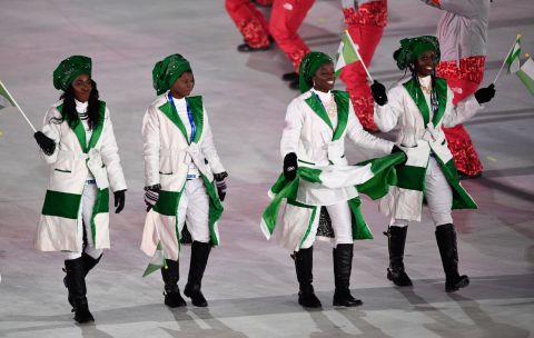 The nation also has a skeleton athlete, Simidele Adeagbo, who will be the first woman to represent Nigeria and Africa in that sport. Simidele was born in Nigeria but grew up in the USA and Canada.