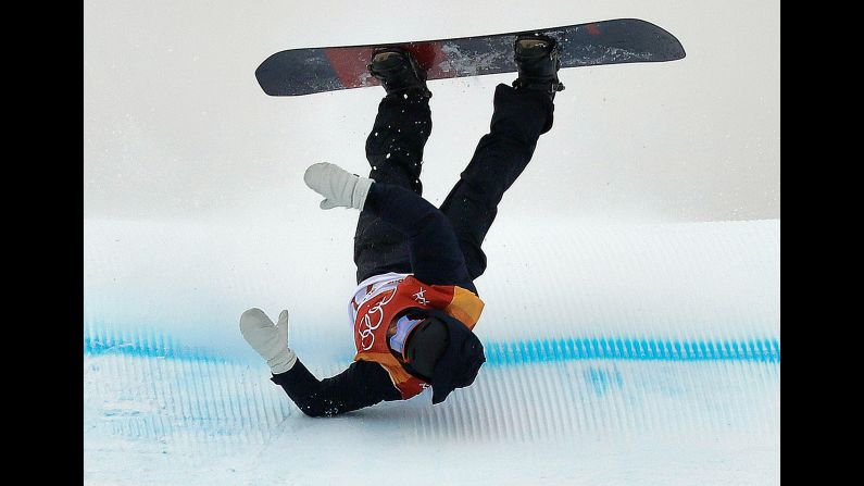 Niklas?Mattsson of Sweden crashes during the slopestyle qualification.