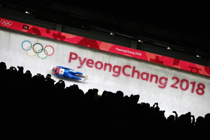 Dominik Fischnaller of Italy slides during the men's singles luge.