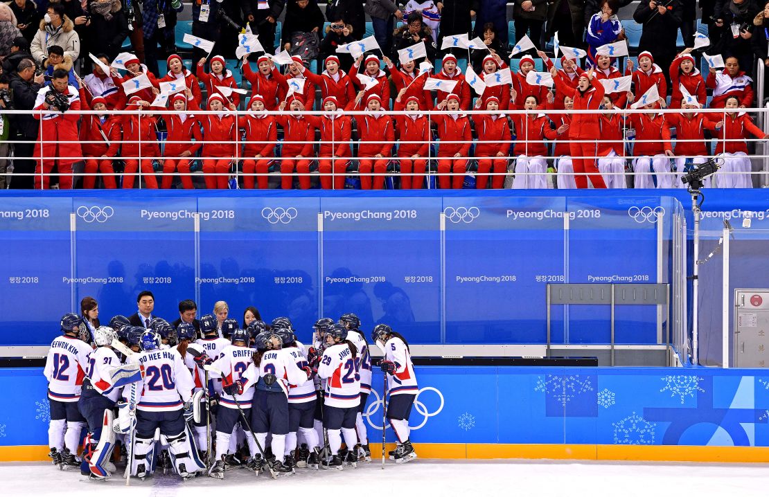 North Korean cheerleaders enthusiastically root for Korea during a match against Switzerland.
