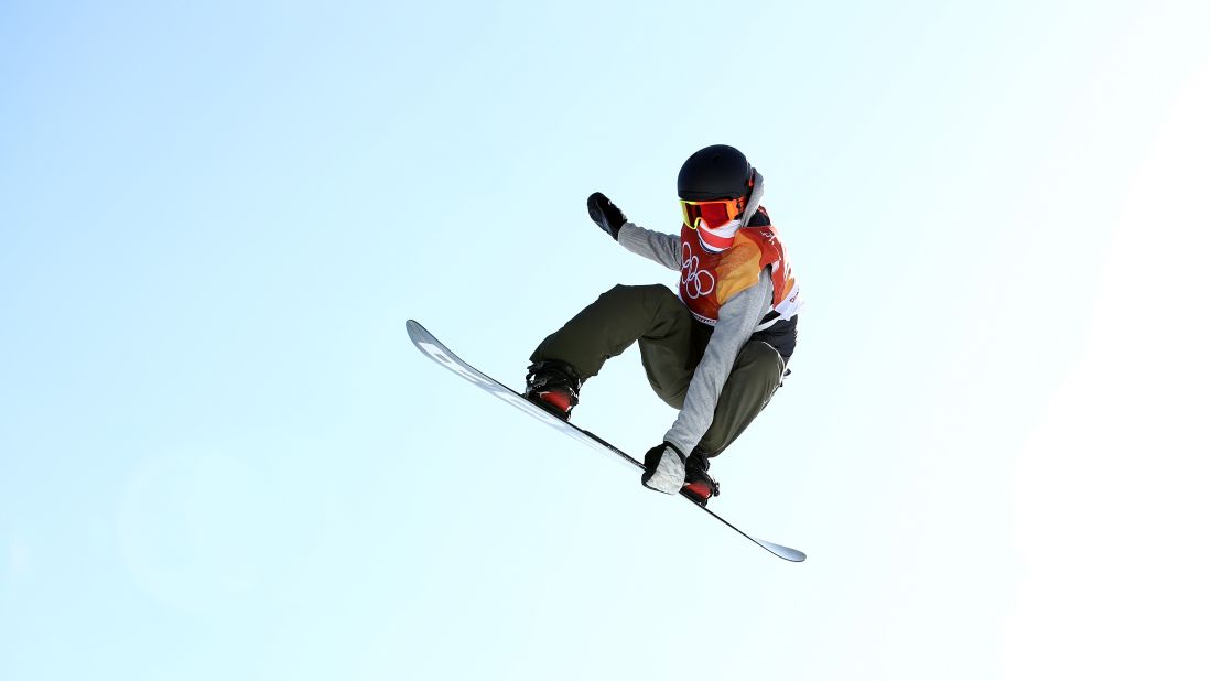 Staale Sandbech of Norway snowboards in the slopestyle competition.