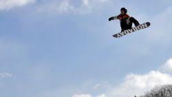 Max Parrot, of Canada, jumps during the men's slopestyle final at Phoenix Snow Park at the 2018 Winter Olympics in Pyeongchang, South Korea, Sunday, Feb. 11, 2018. (AP Photo/Kin Cheung)