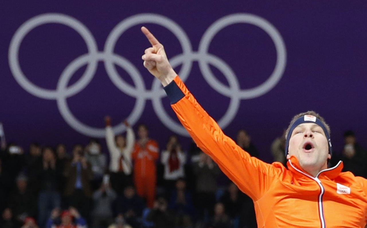 Dutch speedskater Sven Kramer won the 5,000 meters for the third straight Olympics. He's the first man in Olympic history to win eight speedskating medals.
