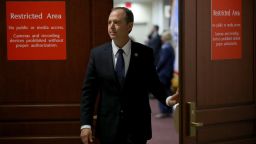 Rep. Adam Schiff (L) (D-CA), ranking member of the House Permanent Select Committee on Intelligence, leaves a committee meeting at the U.S. Capitol February 5, 2018 in Washington, D.C.  (Photo by Win McNamee/Getty Images)