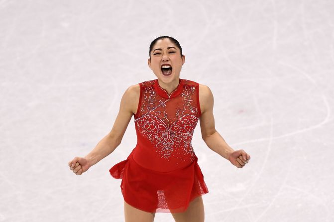 Mirai Nagasu reacts after performing in the figure-skating team event. She became the first woman in US history <a href="index.php?page=&url=https%3A%2F%2Fwww.cnn.com%2F2018%2F02%2F12%2Fsport%2Fmirai-nagasu-triple-axel-trnd%2Findex.html" target="_blank">to land a triple axel at the Olympics.</a> The Americans finished with the bronze, however, as Canada took gold.