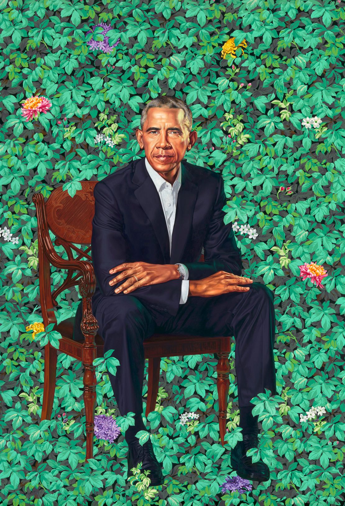 Kehinde Wiley's portrait of former President Barack Obama. 