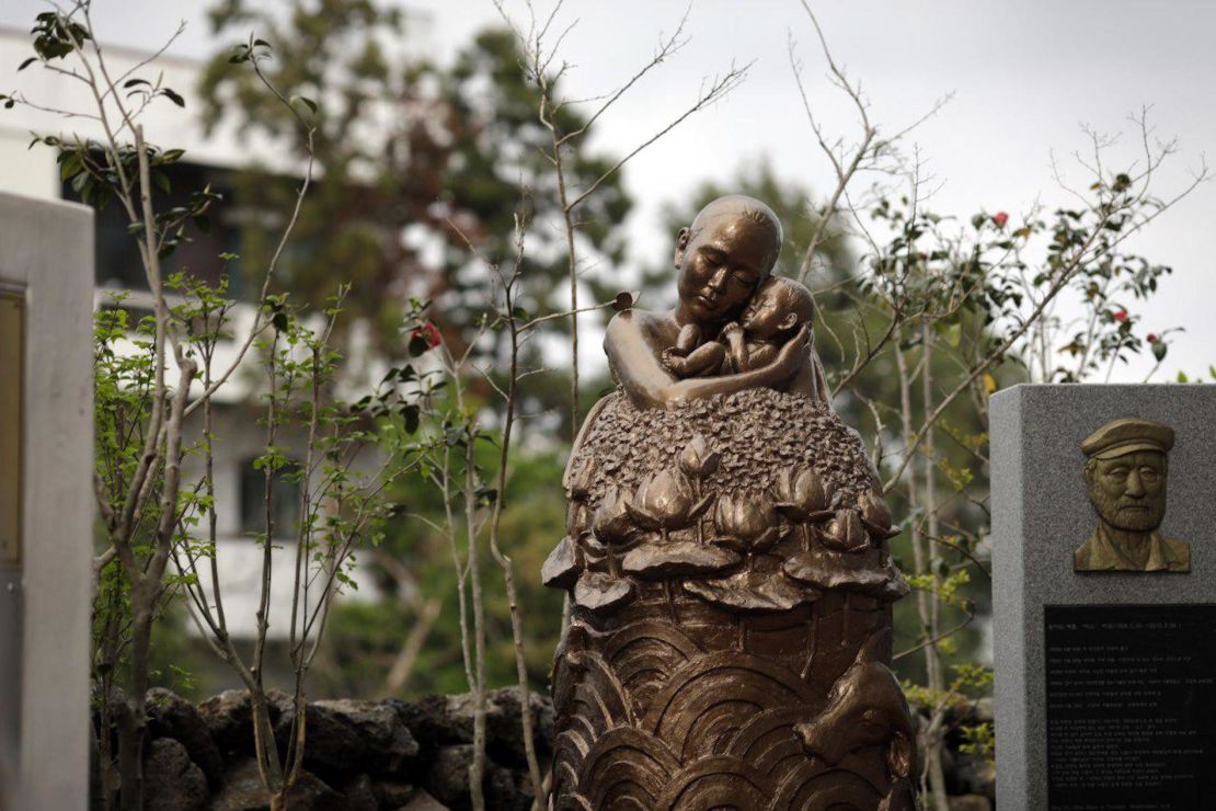 The "Vietnam Pieta" statue, commemorating civilian deaths in the Vietnam War, seen on South Korea's Jeju island.