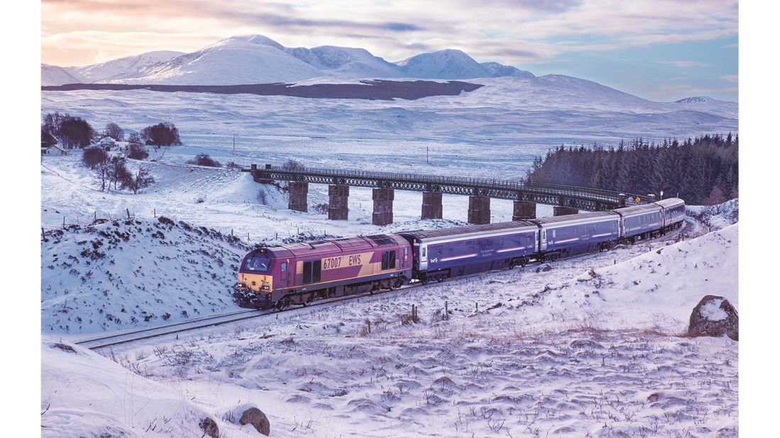 <strong>Scottish romance:</strong> The sleeper train to Scotland has always held connotations of romance and adventure. Now author David Meara has compiled stories of the sleeper train alongside stunning photographs and posters in his new book "<a href="https://www.amberley-books.com/coming-soon/anglo-scottish-sleepers.html" target="_blank" target="_blank">Anglo-Scottish Sleepers</a>." <em>Pictured here: The northbound London -- Fort William Sleeper crossing the Rannoch viaduct in icy conditions.</em>