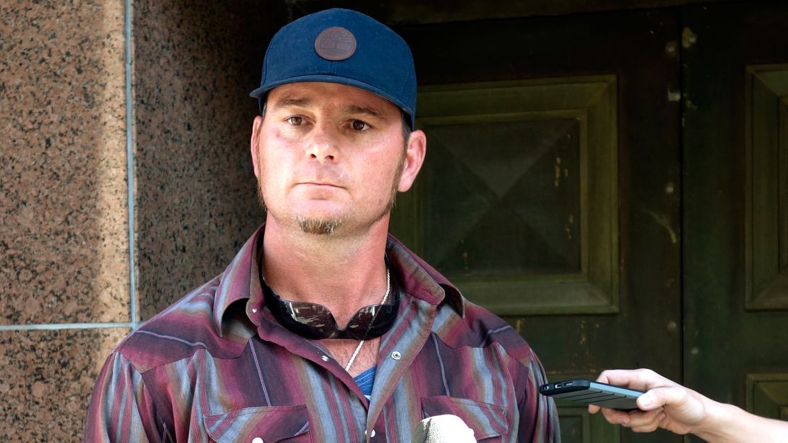 Jason Freeman speaks to reporters outside court in Los Angeles on January 26.