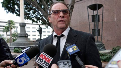 Michael Channels speaks to reporters after a hearing in Los Angeles Superior Court on January 8.
