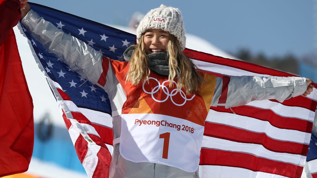 Chloe Kim won gold in the women's halfpipe at the PyeongChang Winter Olympics. 