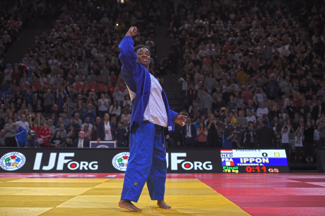 Audrey Tcheuméo also won gold on home soil, overcoming world No. 1 Guusje Steenhuis of Holland in the U78kg final.