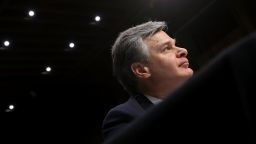 FBI Director Christopher Wray joins fellow intelligence community officials to testify before the Senate Intelligence Committee in the Hart Senate Office Building on Capitol Hill February 13, 2018 in Washington, DC. (Chip Somodevilla/Getty Images)