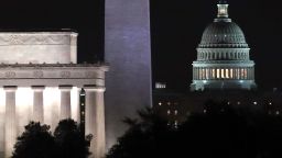 WASHINGTON, DC - FEBRUARY 09:  Lights shine at The U.S. Capitol along with the Washington Monument, and Lincoln Memorial in the early hours of Friday morning on February 9, 2018 in Washington, DC. (Mark Wilson/Getty Images)