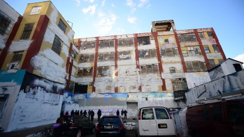 Fresh white paint covers murals at New York's 5Pointz complex on November 19, 2013.
