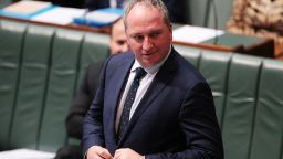 CANBERRA, AUSTRALIA - OCTOBER 25:  Deputy Prime Minister Barnaby Joyce during House of Representatives question time at Parliament House on October 25, 2017 in Canberra, Australia. The Sydney and Melbourne offices of the Australian Workers Union' were raided by federal police yesterday as part of an investigation into donations made more than 10 years ago to the lobby group GetUp and to Labor candidates. Labor leader Bill Shorten has labelled the move as a smear campaign.  (Photo by Stefan Postles/Getty Images)