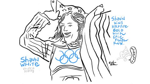 Shuan White sketch Winter Olympics gold medal