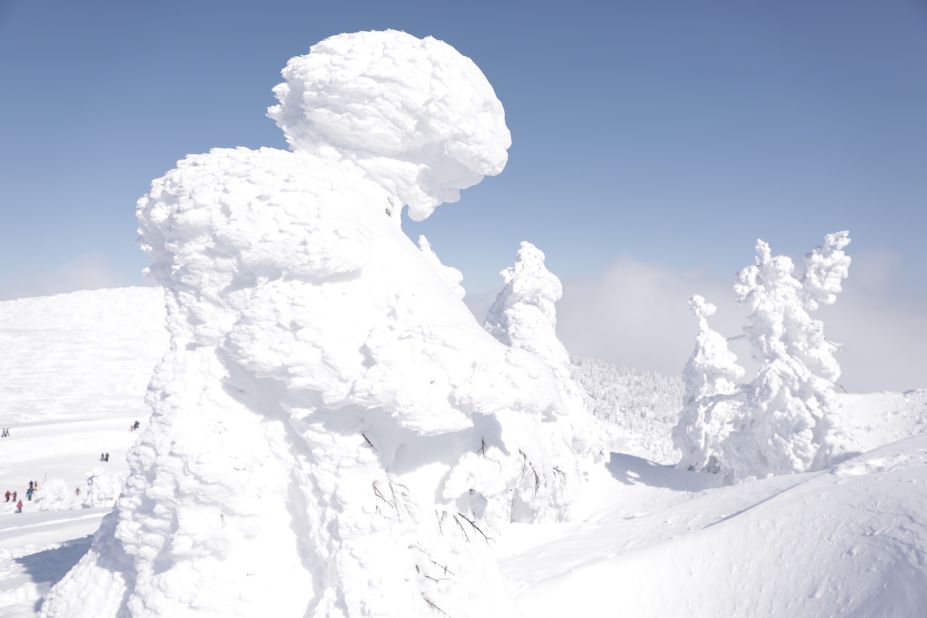 <strong>Zao Onsen snow monsters:</strong> Every winter, as Siberian winds rush though the Zao Mountain Range, trees begin to collect thick, juicy layers of snow and ice. The trees freeze into these fascinating forms, which have been dubbed "snow monsters."
