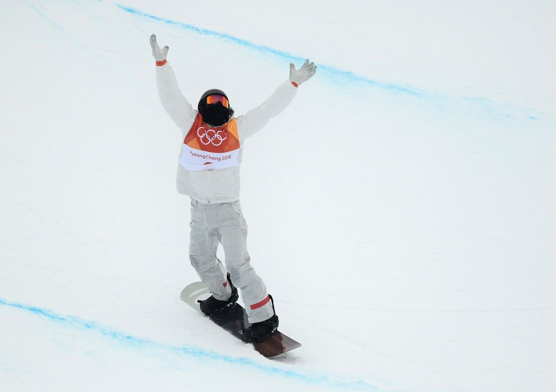 White knew he was in a good position to win after landing the final trick of his third run. (David Ramos/Getty Images)