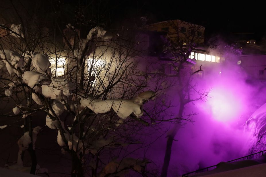 <strong>Zao Onsen:</strong> The town adopts an eerie vibe after dark, when the huge poofs of hot spring steam rise out of the streams and drains -- some are even illuminated with great effect. 