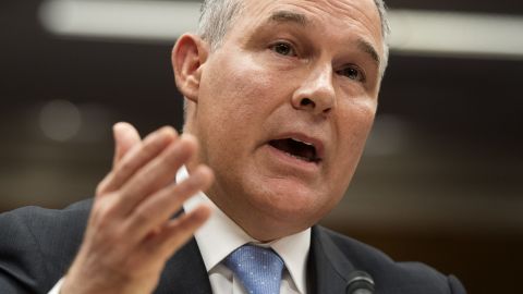 Environmental Protection Agency (EPA) Administrator Scott Pruitt testifies about the fiscal year 2018 budget during a Senate Appropriations Subcommittee on Interior, Environment, and Related Agencies hearing on Capitol Hill in Washington, DC, June 27, 2017. / AFP PHOTO / SAUL LOEB (Photo credit should read SAUL LOEB/AFP/Getty Images)