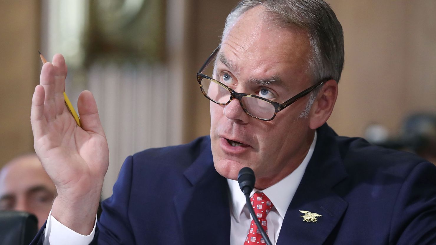 Interior Secretary Ryan Zinke testifies during a Senate Energy and Natural Resources Committee hearing on Capitol Hill, on June 20, 2017 in Washington, DC. 